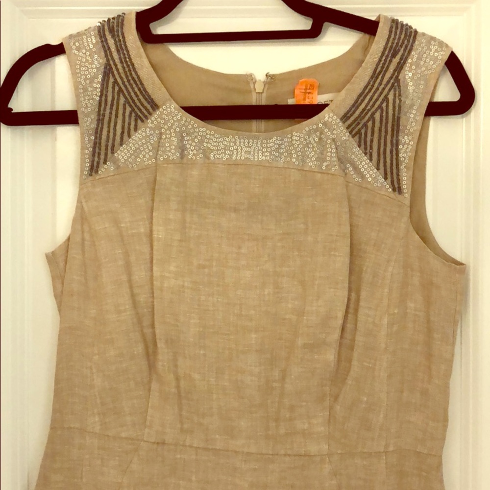 LOFT linen work dress with sequence detail